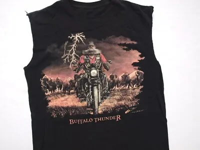 Motorcycle Biker Men's Muscle T-Shirt Cut Off Sleeves Sz:M  Buffalo Thunder • $7