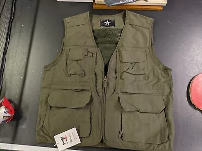 Perbai Fishing Vest Men's Extra Small XS Mesh New With Tags Green/Khaki Pockets • $18.75