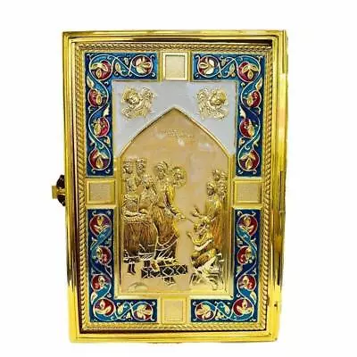 19*13*2.5cm Gospel Bible Book Metal Cover Gold Planting Κάλυμμα Ιερού Ευαγγελίου • $148.99