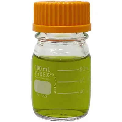 PYREX 1395-100 100ml Round Media Storage Bottle W/ GL45 Screw Cap (Single) • $12.99