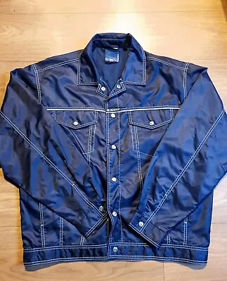 Karl Kani Jacket Mens Extra Large Navy Blue Collared Pockets 80 90s Vintage Logo • £50