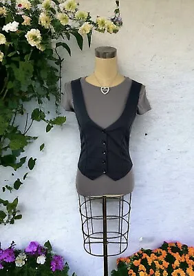 Gray TShirt Vest Top Y2K Steampunk Punk Mall Goth Grunge Emo Buttons Size Small • $17.99