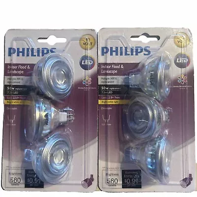 Philips 50W Halogen MR16 12 Volt LED Bulb 531913 (6 Pack) Dimmable Bright White • $29.99