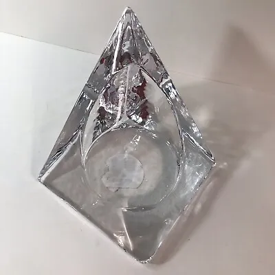 Pier 1 Pyramid Candle Holder Clear Heavy Glass Ice Modern 5” Tall Bookend Sparkl • $18