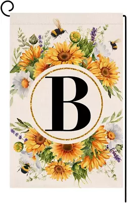 Monogram Letter B Garden Flag Summer Sunflower 12X18 Vertical Double Sided  • $13.94