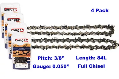 4pcs 24  Chainsaw Chain Blade Full Chisel 3/8 Pitch .050 Gauge 84DL For STIHL • $58.47