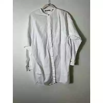 Vince White Cotton Long Sleeve Button Down Tunic Shirt Sz L • $25.92