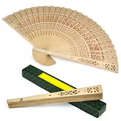 Ladies Wooden Sandalwood Hand Fan Wedding/ Birtays Partys M7I49371 • $7.99