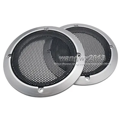 2pcs 3.5  Inch Speaker Cover Audio Decorative Circle Metal Grille Mesh #Silver • $7.98