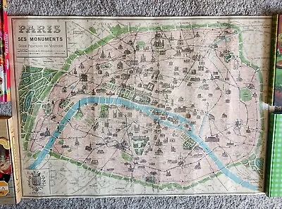 VINTAGE 2002 PARIS FRANCE MONUMENTS OLD MAP POSTER  27 By 19 Inch  • $23.99