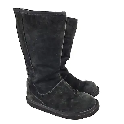 UGG Women Knightsbridge Tall Boots 8 Gray Suede Sheepskin Lined Back Zipper 5119 • $49.99