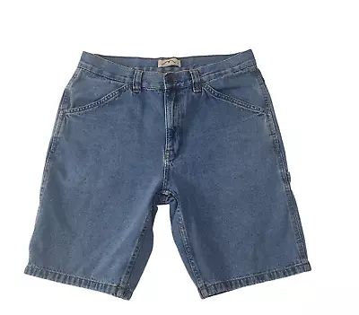 Blue Mountain Mens Denim Jean Carpenter Shorts Pockets Blue Work Size 34 • $16.95