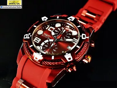 Invicta Men's 50mm BOLT Chronograph RED DIAL Red/Burgundy Stainless Steel Watch • $74.99