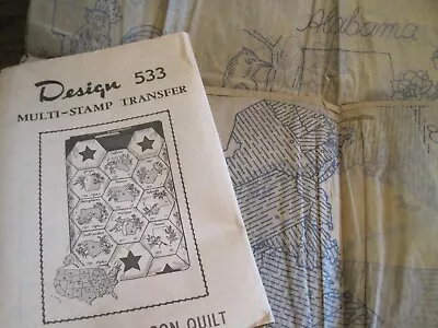 Original Mail Order #533 Hexagon 50 State Quilt Transfers-uncut • $9.99