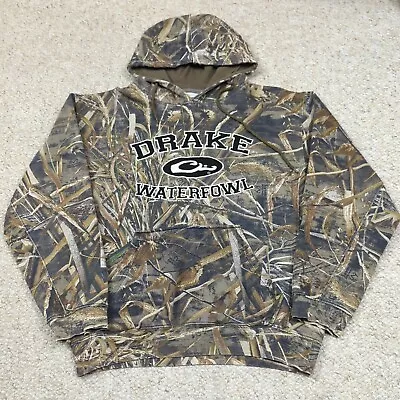 Drake Waterfowl Hoodie Sweatshirt Mens L Brown Realtree Max 5 Camo Embroidered  • $28.88