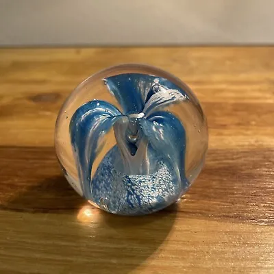 Mt St Helens Studio Glass Ash Paperweight Blue Floral Vintage • $19.55