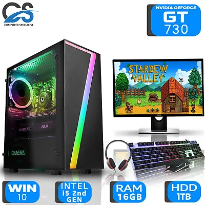 Gaming PC Computer Bundle Intel Core I5 16GB RAM 1TB HDD GT730 Windows10 Wi-Fi • £274.99