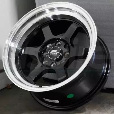 15x8 Black Machined Lip Wheels MST Time Attack 4x100/4x114.3 0 (Set Of 4)  73.1 • $549.90