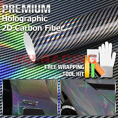 Holographic Carbon Fiber Silver Laser Chrome Car Vinyl Wrap Sheet Decal Sticker • $13