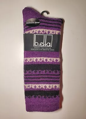 B. Ella Ladies Cashmere Wool Angora Blend Socks Dagmar Plum Fair Isle USA • $18