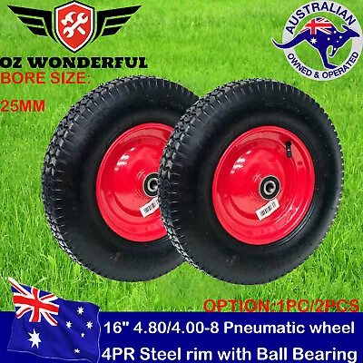 16  4.80/4.00-8 Wheelbarrow Wheel Pneumatic Tyre 25mm Bore Tire Steel RIM • $28.99