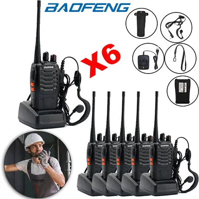 6PCS Baofeng BF-888S Walkie Talkies Long Range Two Way Radio UHF 16CH + Headsets • £60.99