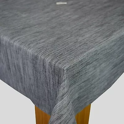 Grey Linen Tex PVC Vinyl Wipe Clean Oilcloth Tablecloth • £7.99