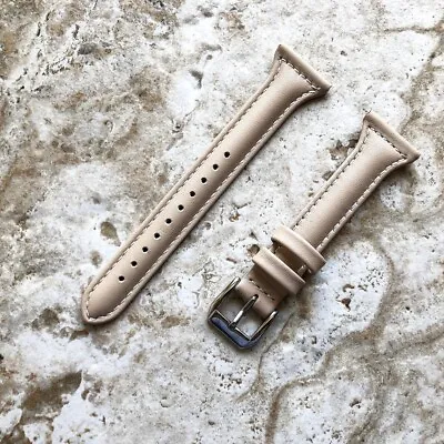 Beige Smooth Slim Luxury Soft Leather Band Strap For Fitbit Versa 3 4 Sense 2 • $37.67