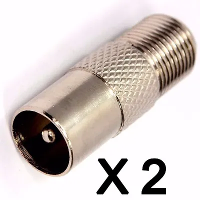 F Type Socket To Coax RF IEC Aerial Plug Male Adapter Twist On Connector X 2 • £2.99
