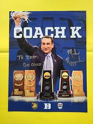 Mike Krzyzewski    Coach K     DUKE  Basketball  Signed 8X10  Inscribed   Jeff • $79.99