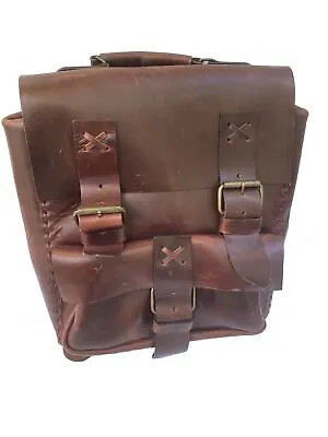 Vintage Moni Leather Backpack Laptop Messenger  Bag Brown USA Made • $110