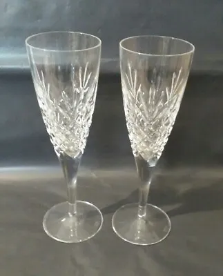 Pair Of Edinburgh Crystal Cut Glass Champagne Flutes • £35