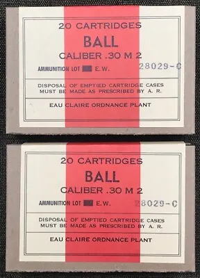 Eau Claire Ordnance Plant  Cal. .30 M2 Ball Wwii New Replica 20 Round Ammo Boxes • $8.50