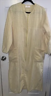 Vintage Stan Herman Chenille Long Robe Yellow Cotton Size Large • $45