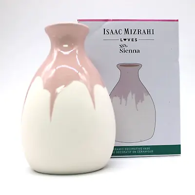 NEW Isaac Mizrahi Loves XO Sienna Decorative Vase Ceramic Pink Dipped Glaze  • $16.99
