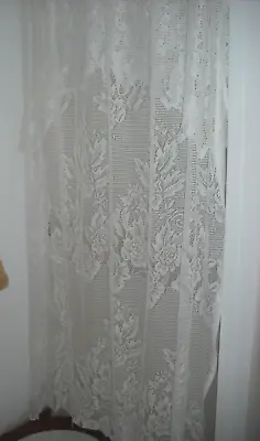 Hallie Vivatex White Lace Curtains W/Attached Valances 60 W X 84 L (8 Panels!) • $75