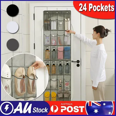 $6.26 • Buy 24 Pocket Shoe Organiser Bag Over Door Holder Hanging Shelf Storage Rack Hooks