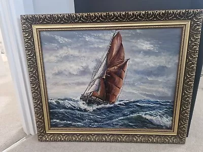 Sailing Barge At Sea Painting In Frame  • £100