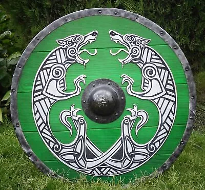 Authentic Medieval Viking Dragon Round Shield - Perfect For Cosplay And Battle • £110.04