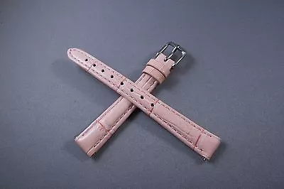 12mm Pink Alligator Croc Grain Genuine Leather Interchangeable Watch Band Strap • $13.25