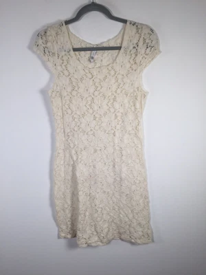 $24.95 • Buy Forever New Women's Cream Lace Short Sleeve Shift Dress Size 8 Cotton Blend