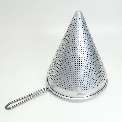 Vintage Aluminum Basket Cone Colander Strainer Tomatoes - No Pestle/stand T34 • $12