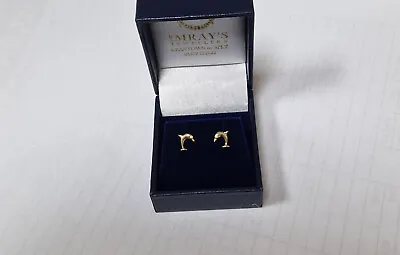 9ct Gold Dolphin Earrings Studs Childrens Jewellery • £105