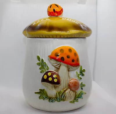 Merry Mushroom 7” Canister Sears Cookie Jar W/ Lid MERRI Vintage 1978 READ DESCR • $50