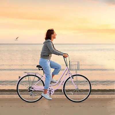 26 Inch Women Bike Beach Cruiser Bike Retro Bicycle High Carbon Steel 7 Speed • $150.99