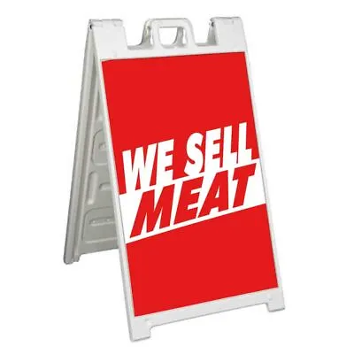 WE SELL MEAT Signicade 24x36 Aframe Sidewalk Sign Banner Decal BUTCHER • $162.40