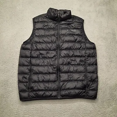 Eddie Bauer Puffer Vest Men’s Large Goose Down Jacket Black Full Zip EB650 Adult • $35.05