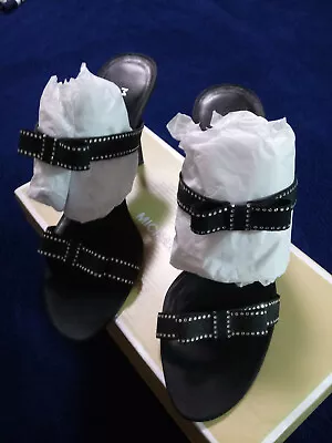 Magrit Black With Rhinestones Sandals Heels Shoes US Women's Size 7.5 M • £198.05