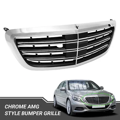 Chrome AMG Style Bumper Grille For Mercedes Benz S-Class W222 14-2020 S400 S450 • $133.90