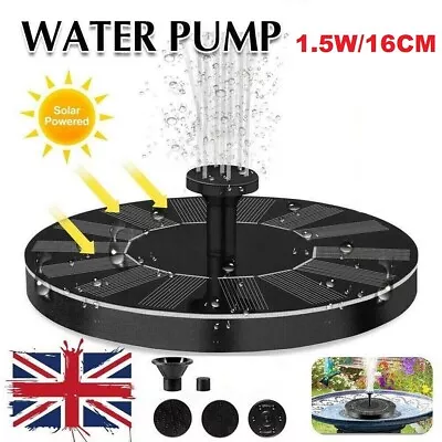 Solar Fountain Floating Pump Water Feature Garden Pool Bird Bath Pond Outdoor UK • £8.89